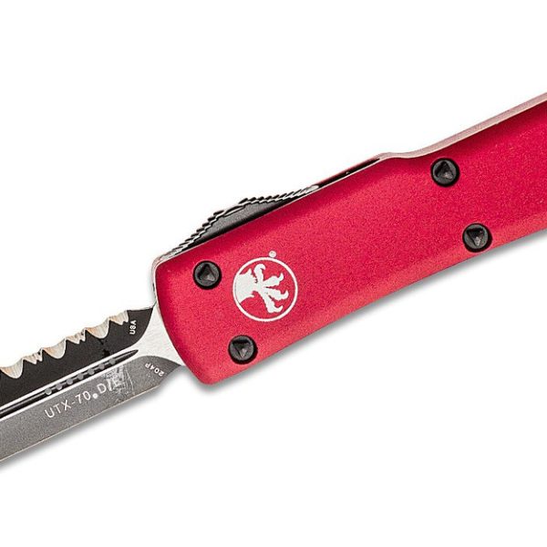 Microtech 147-3RD UTX-70 Black Plain & Serrated, Red Handles