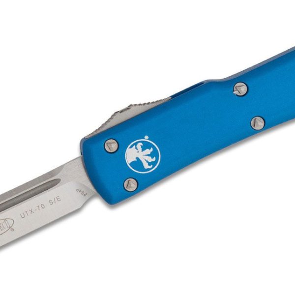 Microtech 148-4BL UTX-70 Satin, Blue Aluminum Handles