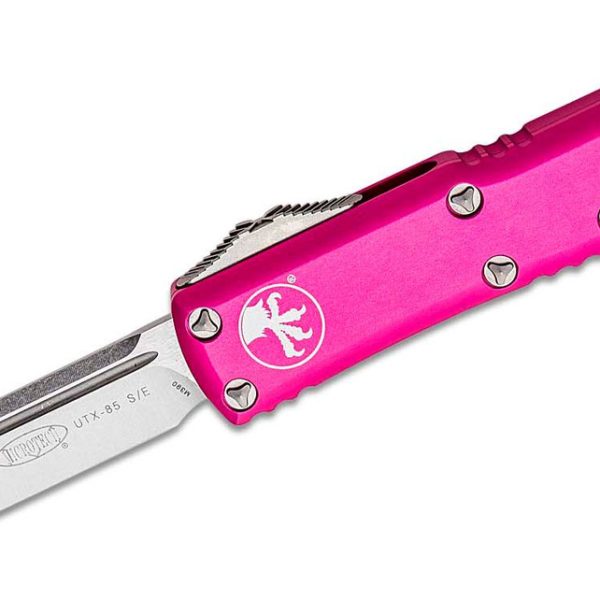 Microtech 231-10PK UTX-85 Stonewashed, Pink Handles