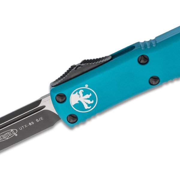Microtech 231-1TQ UTX-85 Black Drop Point, Turquoise Handles