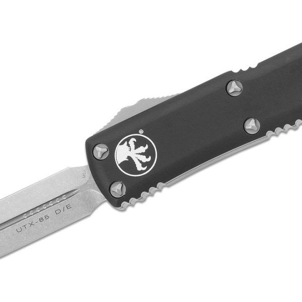 Microtech 232-10 UTX-85 Stonewashed, Black Aluminum Handles