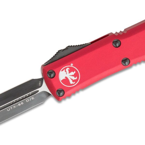 Microtech 232-1RD UTX-85 Black D/E, Red Aluminum Handles