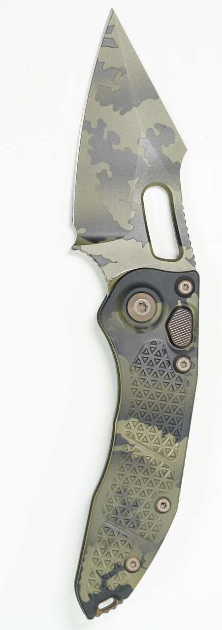 Microtech 169-1UCS Stitch Green Camo Spear Point Blade