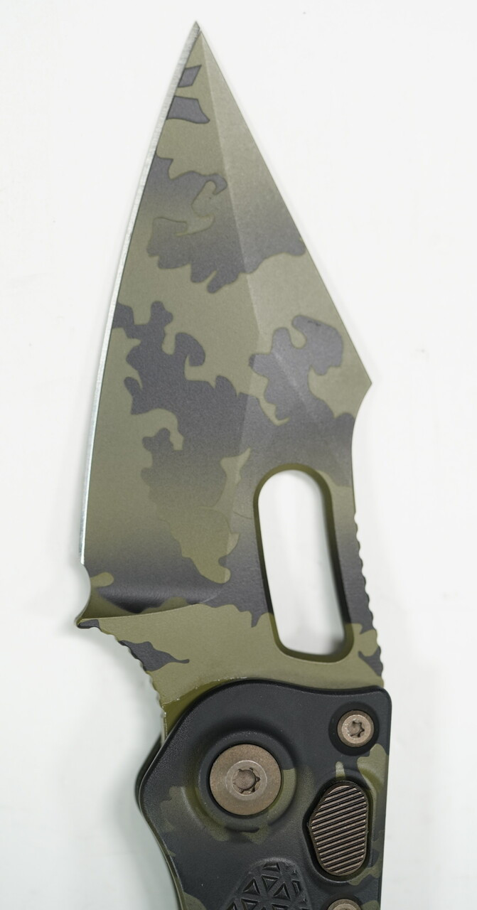 Microtech 169-1UCS Stitch Green Camo Spear Point Blade - Image 4