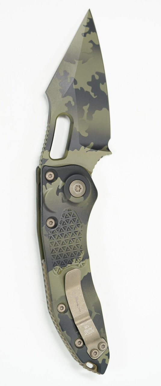 Microtech 169-1UCS Stitch Green Camo Spear Point Blade - Image 2