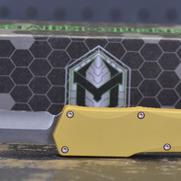 Heretic Knives Cleric Clip Point OTF Auto Knife Tan 3.5"