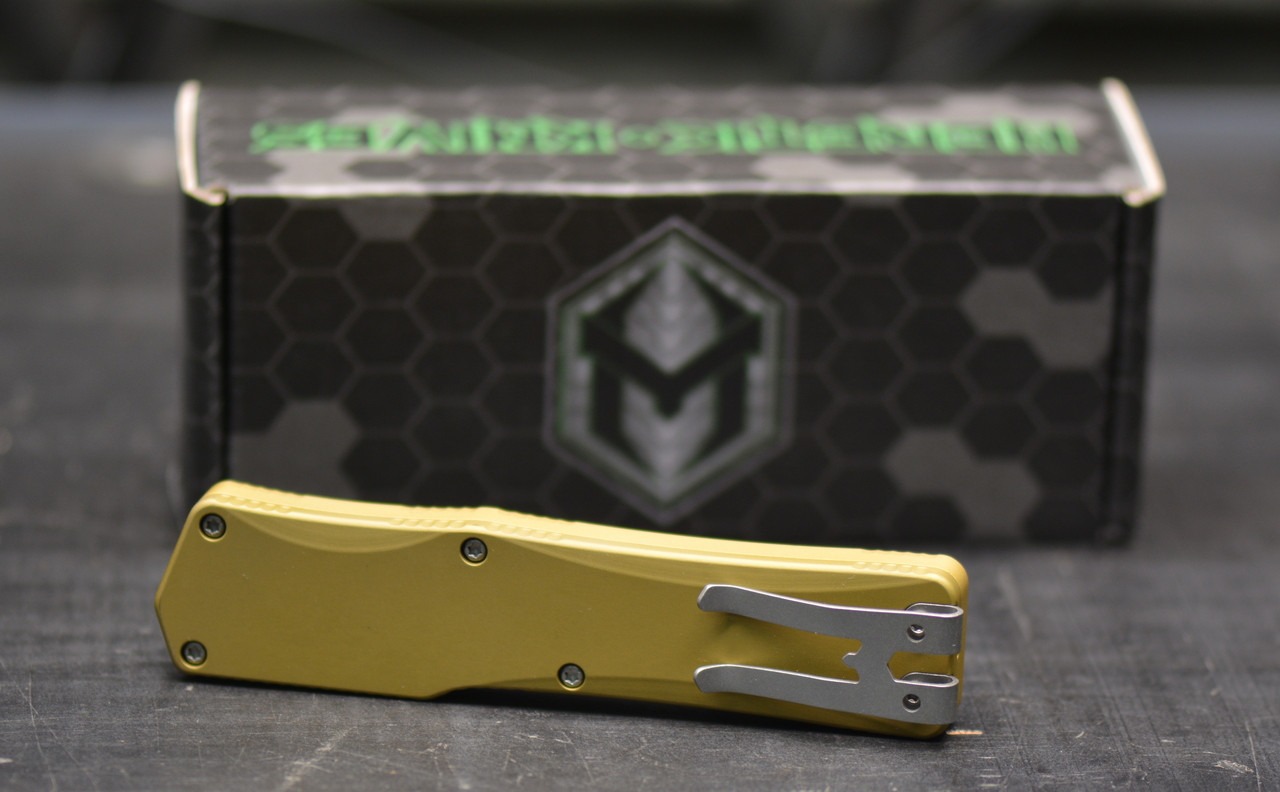 Heretic Knives Cleric Tanto OTF Auto Knife Tan Handle 3.5" - Image 5