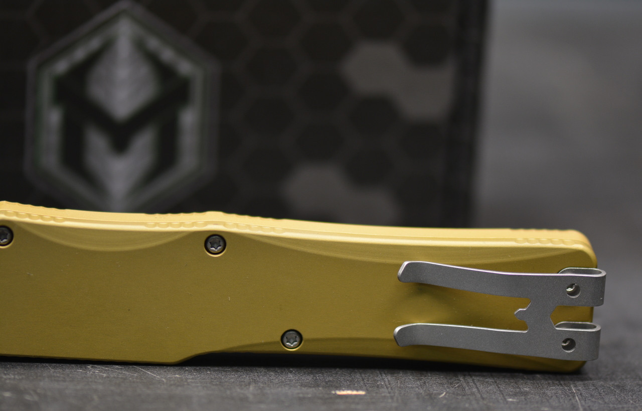 Heretic Knives Cleric Tanto OTF Auto Knife Tan Handle 3.5" - Image 3