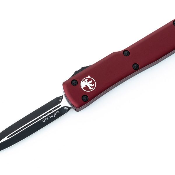 Microtech 147-1MR UTX-70 Black, Merlot Aluminum Handles